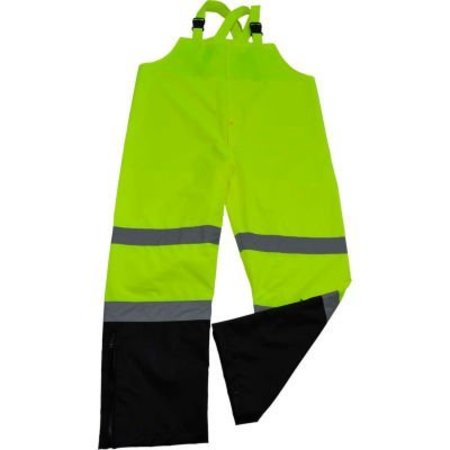PETRA ROC INC Petra Roc Waterproof Bib Pants, ANSI Class E, 300D Oxford/PU Coating, Lime/Black, 2XL LBBIP-CE-2X